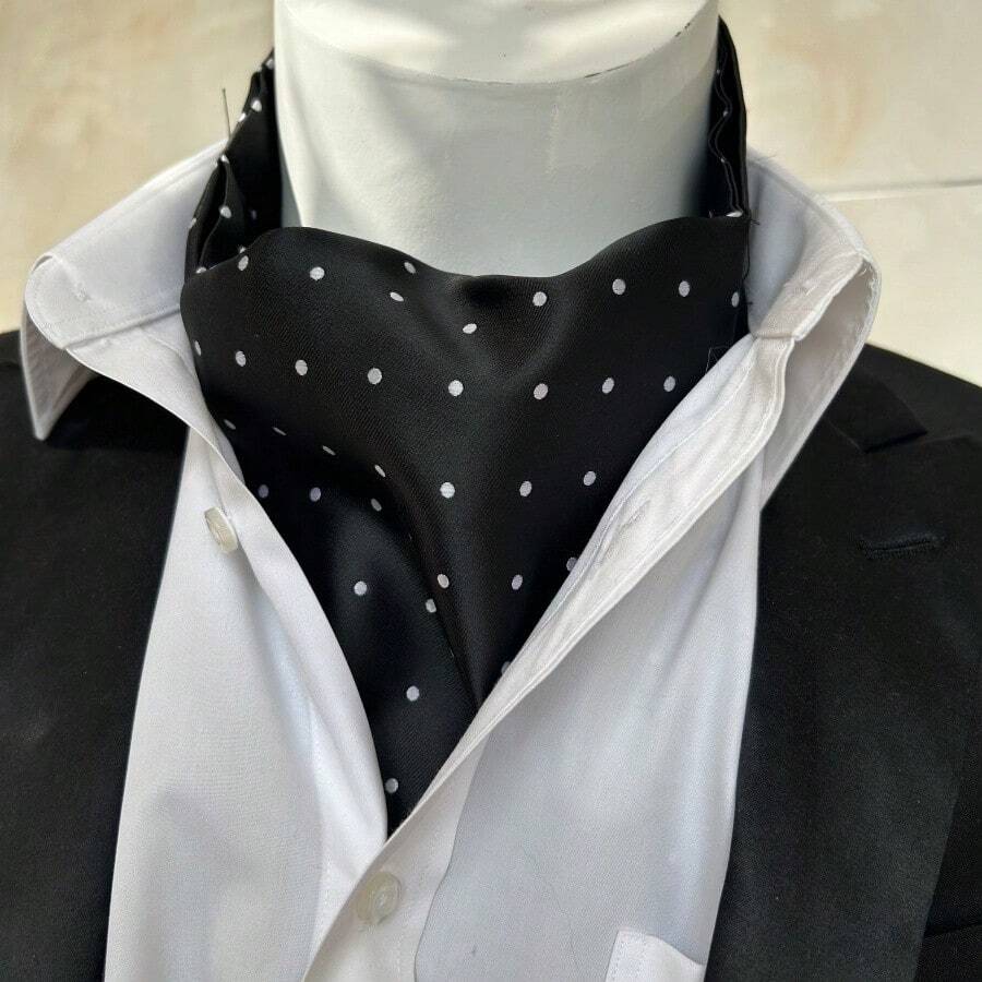 1pc Men's Black Polka Dot British Style Necktie For Shirt, Everyday, Formal Or Party Wear Casual - Black - View 1