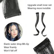 1pc Synthetic Hair Bangs Clips Front Side Long Bangs Fake Fringe Clip In Hair Extensions Accessories For Women - Black - View 2