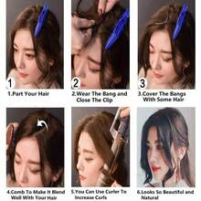 1pc Synthetic Hair Bangs Clips Front Side Long Bangs Fake Fringe Clip In Hair Extensions Accessories For Women - Black - View 7