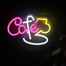 1PC Super Bright Handmade Cafe With Cup LED Wall Neon Art Sign For Room Party Coffee Shop Bar Restaurant Decoration New Year Gifts - Multicolor - View 4