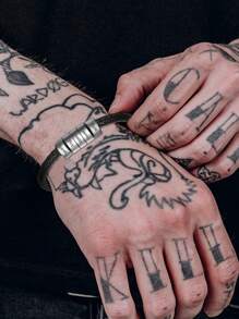 1pc Unique Leather Bracelet For Women Men Custom 1-10 Names Engraved Bracelets Customized Women Men Braided Leather Bracelets Gift For Mother Father Husband Wife Boyfriends Girlfriends Grandpa Grandma Birthdays Holidays Christmas Black Stylish, Vintage, Contracted, Simple, Unisex, Punk, Fall Fashion, Old Money Custom, Personalized - Silver - View 4