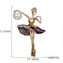 1pc Fashionable Ballet Dancer Girl Shaped Pearl & Rhinestone Decor Brooch For Women's Outfit - Purple - View 4