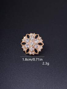 6入組/包帶鑲鑽裝飾的圓形金屬釦扣,適用於外套、風衣、毛衣、針織衫和帽子 - 金色 - 查看 2