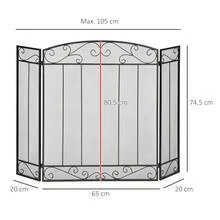 HOMCOM Salvachispas Plegable para Chimenea Pantalla Triple Protector para Estufas 3 Paneles con Bisagras 105x80,5 cm Estructura de Metal y Alambre Decorativo Negro - Negro - Ver 6