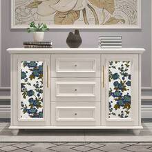 1卷花卉紋自粘壁紙,適用於房間/商店牆壁,易於安裝,具有防污和防水塗層 - 藏蓝色 - 查看 4