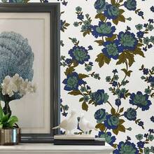 1卷花卉紋自粘壁紙,適用於房間/商店牆壁,易於安裝,具有防污和防水塗層 - 藏蓝色 - 查看 3