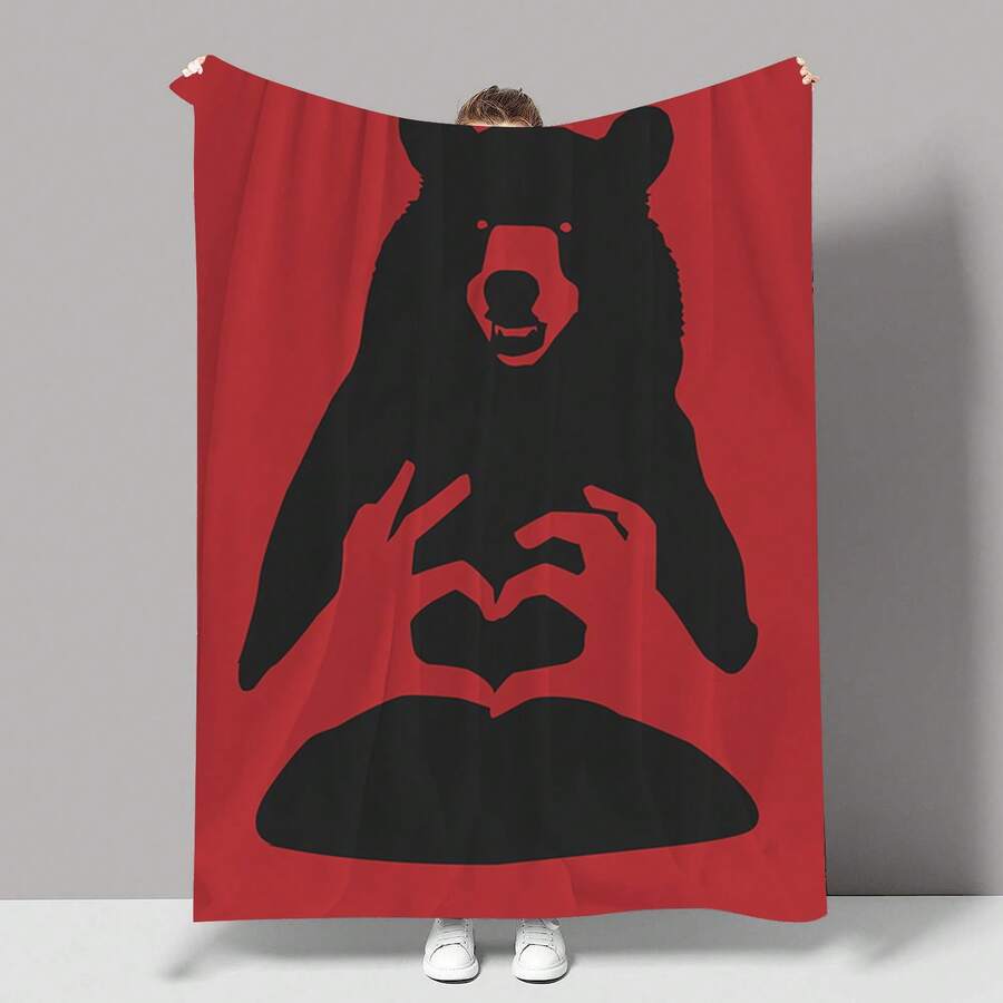 Modern Simple Style Printed Flannel Blanket, Warm And Soft Bedding - Hot Pink - View 1