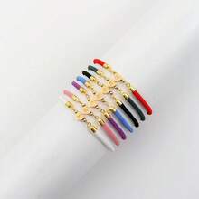 1 件時尚潮流金色鈦鋼愛心,附 26 個字母,心形配件,米蘭線手鍊,可調節手鍊,適合女性日常佩戴 - 綠色 - 查看 3