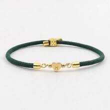 1 件時尚潮流金色鈦鋼愛心,附 26 個字母,心形配件,米蘭線手鍊,可調節手鍊,適合女性日常佩戴 - 綠色 - 查看 4