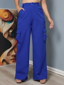 Women Pants - 寶藍色 - 查看 2
