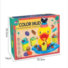 女孩創意玩泥玩具-鴨形爆米花機玩泥套裝,橡膠泥條,互動親子玩樂,diy黏土冰淇淋套裝,幼兒造型工具（部分配件隨機 / 遊泥顏色隨機發送） - 彩色 - 查看 10