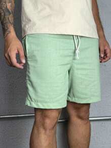 Men Denim Shorts - Mint Green - View 2