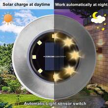 Solar Lights For Outside, 8LED Solar Garden Lights Outdoor Waterproof Sidewalk Disk Solar Ground Lights, Bright In-Ground Landscape Lighting For Pathway,Yard,Deck,Lawn,Patio,Walkway - Warm Light - View 5