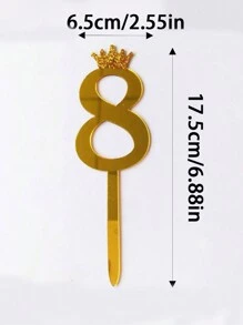 0-9 Lớn Vàng Acrylic Vương miện Với Long lanh Sinh nhật Đồ trang trí Bánh Đối với Trẻ em Tiệc sinh nhật Trang trí bánh kem - Vàng - Xem 4