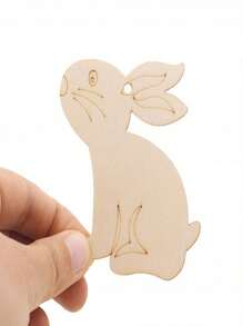 10Pcs Easter Bunny Wood Cutout Unfinished Wooden Craft DIY Rabbit Slice Ornament For Painting Spring Decor Easter Party Facor - Apricot - View 4