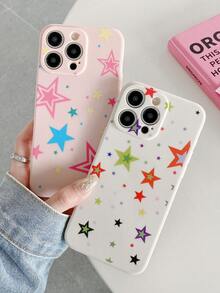 3pcs/Set Black, White, Pink Soft Silicone Phone Case With Different Star Patterns, Full Body Protective Cover With Camera Lens, Compatible With IPhone - Multicolor - View 2