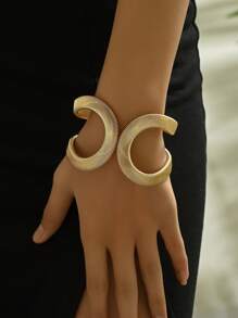 Fashion this season F&S 1只誇張的編織風格寬開口彈簧手鐲,個性化、高端、時尚、抽象、復古、誇張、輕奢、優雅,適合穿著見朋友或外出娛樂 - 金色 - 查看 7