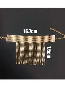 誇張豪華時尚多排多層閃亮鑽石流蘇手鐲和腳鍊,適用於夜店或舞台表演 - 奢華閃鑽流蘇表演腳鍊金色 - 查看 4