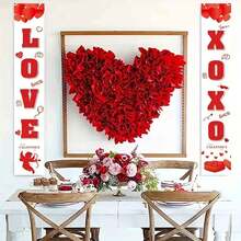 2入組情人節紅心主題派對裝飾對聯和門旗 - 情人節對聯B款 - 查看 9