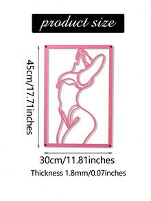1pc Pink Metal Iron Wall Art Decor, Abstract Female Figure Design, Minimalist Style, Home & Living Room & Bedroom & Sofa Background Decoration - Pink - View 2