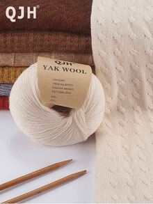 Qjh 50克/1入組灰色牦牛毛編織毛線，針對DIY編織圍巾或毛衣適用，秋冬保暖，毛球柔軟舒適，紡織方式為環繞絲，顏色豐富多變，紗線支數為5s，紗線層數為4，使用中空紗線，建議針號為3.0-3.75mm（針織）/3.0-3.5mm（鉤織） - 灰色 - 查看 3