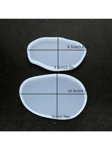 不对称椭圆形镜子，水晶环氧树脂铸造模具，硅胶不对称椭圆形镜子展示底座用于吊坠杯垫 - 鏡面不規則橢圓02 - 查看 3