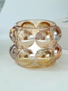 Nordic Style Creative Multipurpose Clear Crystal Glass Pen Holder, Makeup Brush Container, Desktop Ornament, Glass Candlestick, Amber - Yellow - View 4