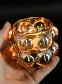 Nordic Style Creative Multipurpose Clear Crystal Glass Pen Holder, Makeup Brush Container, Desktop Ornament, Glass Candlestick, Amber - Yellow - View 1