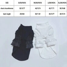 1pc Pet Clothes Spring & Autumn Lace Long Sleeve Dog T-Shirt, For Pets Only - White - View 2