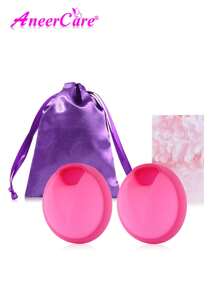AneerCare Menstrual Disc Silicone Disc High Capacity For Heavy Flow Wear For 12 Hours Soft, Flexible, 2 Sizes Available, Reusable Menstrual Cups Free Cloth Bag. - Pink - View 1