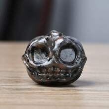 1入天然石雕南瓜頭骷髏用於節慶裝飾,創意假日禮物,黑曜石和火山石珠寶,家居裝飾,口袋水晶珠寶 - 火焰石 - 查看 1