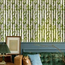 1卷英國綠葉條紋自粘壁紙,適用於電視背景、房間和咖啡店牆面,操作簡單,防污防水 - 綠色 - 查看 3