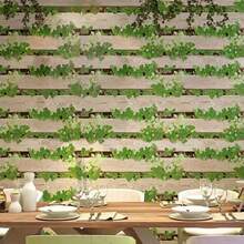 1卷英國綠葉條紋自粘壁紙,適用於電視背景、房間和咖啡店牆面,操作簡單,防污防水 - 綠色 - 查看 2