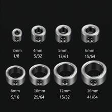 8 件装钻头深度止动环套装适用于电钻工具导向装置六角扳手和深度环（3-16 毫米） - 黑色 - 查看 2