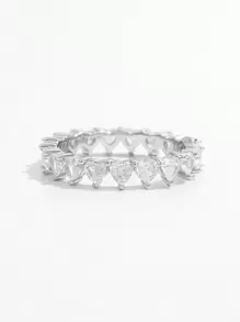 Vaerine 925 argint cubic zirconiu pavat 1 bucată romantic minunat strălucitor la modă cerc complet cu pietre în formă de inimă design inel pentru femei potrivit pentru nunți, logodnă, ziua Îndrăgostiților, întâlniri, petreceri și bijuterii de mireasă pentru viața de zi cu zi