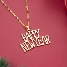 1 件時尚經典新年快樂英文字母新年快樂女士項鍊禮品首飾 - 款式一 - 查看 2