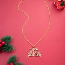 1 件時尚經典新年快樂英文字母新年快樂女士項鍊禮品首飾 - 款式一 - 查看 4