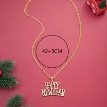 1 件時尚經典新年快樂英文字母新年快樂女士項鍊禮品首飾 - 款式一 - 查看 3