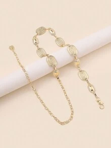 1pc Women's Metal Geometric Waist Chain Belt, Perfect Match For Jeans And Dresses, Adjustable Length - Gold - View 2
