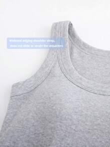 Débardeur long et ajusté pour femmes, côtelé, avec soutien-gorge rembourré, à la fois tendance, simple, confortable et respirant avec de larges bretelles. Ce top unicolore peut être porté à l"intérieur et à l"extérieur afin de couvrir et rehausser la poitrine.