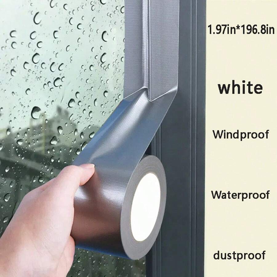 1卷窗戶防風保暖膜帶,防止冬季漏風,防風防水無縫密封條,高黏度,浴室防水不留膠,防風,覆蓋門窗縫隙 - 銀色 - 查看 1