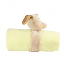 Sábana Frazada Cobija Para Recien Nacido Bebé con Animalitos de Peluche Sábanita de Bebé - Amarillo - Ver 5