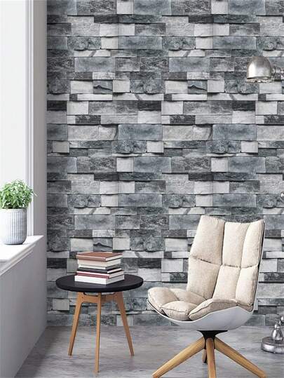 Grey Brick Wallpaper Peel And Stick Wallpaper Stone Wallpaper, Self Adhesive Removable Vintage Brick Wall Paper Faux Textured Wallpaper Home Decoration, Renovation Stickers Peel Wall Panels, Wall Paper, Wallpapers, Spring Decoration Items Refresh Your Home, Rama Decoration Stickers Gifts Birthday Graduation