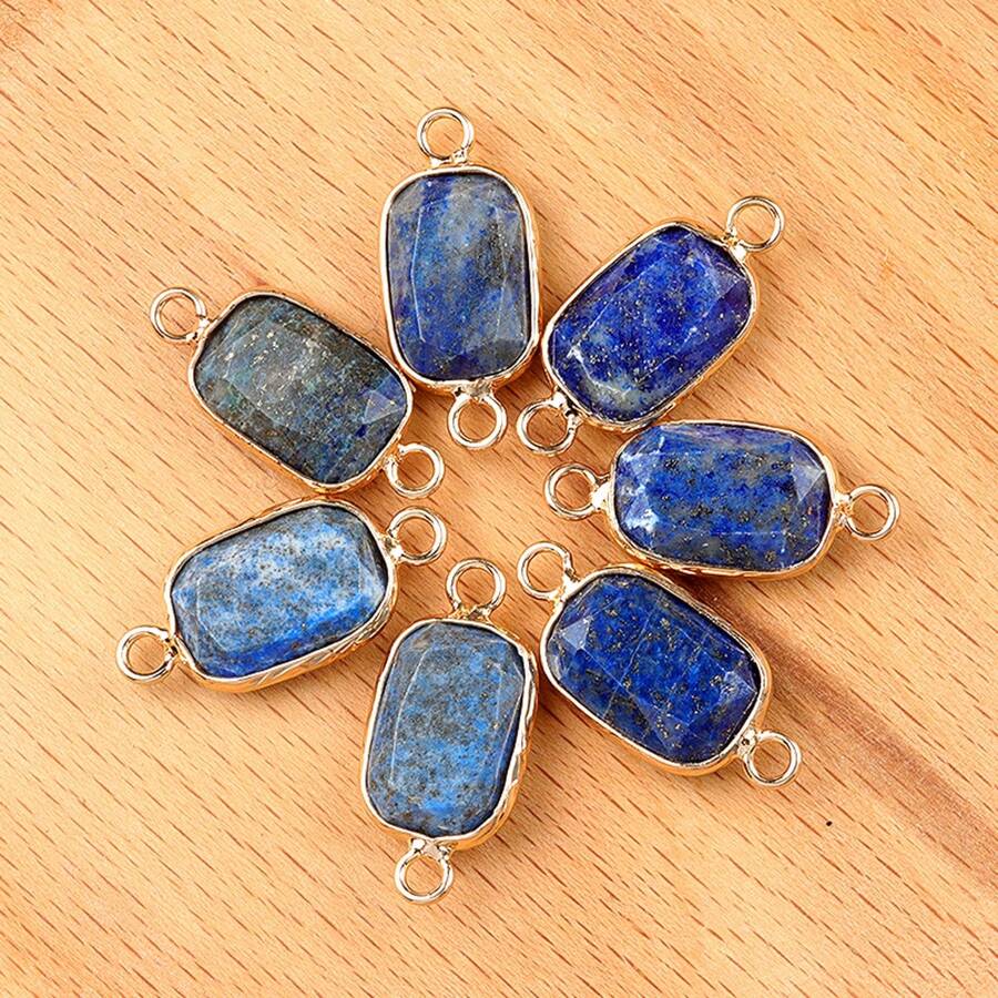 2入組水晶瑪瑙矩形形狀晶連接器吊飾,diy項鍊手鍊珠寶製作配件 - 彩色 - 查看 1