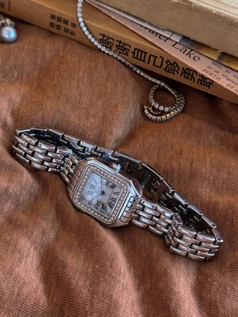 1pc New Arrivals Square Dial Ladies Waterproof Watch, Elegant Simple Style With Roman Numerals And Decoration, Suitable For Daily Life And Parties - Silver - View 1