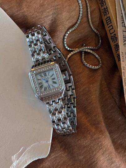 1pc New Arrivals Square Dial Ladies Waterproof Watch, Elegante Roman Numerals ation, Life Parties view 2