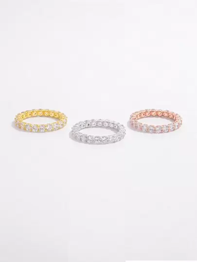 1個令人驚嘆的白銀鑽石戒指,適合女性送禮、婚禮、訂婚和婚禮珠寶