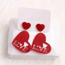 情人節時尚心型優雅壓克力愛心耳環 - 豎心款 - 查看 9