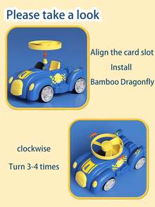 Bamboo Dragonfly Collision Gyro Toy Car Flying Saucer Disc Inertia Car Collision Launch Disc Car Ejection Flying Disc Inertia Decompression Toy - Red - View 9