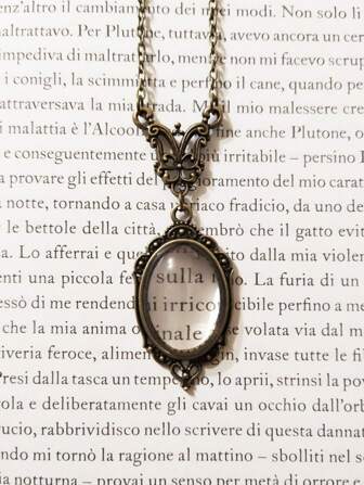 1PC Gothic Retro Enlarged Glass Pendant Necklace For Women's Steampunk Victorian Monochrome Jewelry